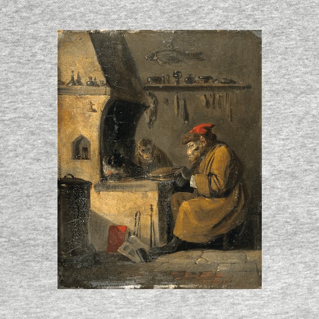 A Monkey Alchemist - Early 19th Century Painting by Edmund Bristow by Naves